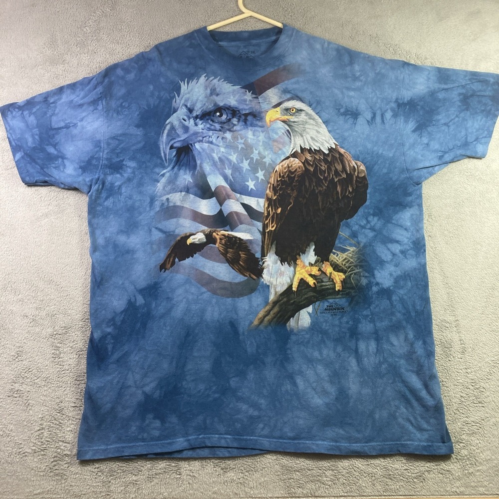 2013 The Mountain Shirt Adult 3XL Blue Eagle Patriotic American Flag Graphic Tee